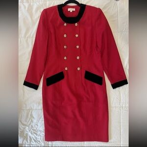 Brooks Brothers Red Long Sleeve Dress with Black Accents